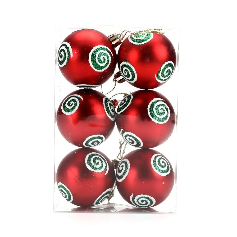 6Pcs 6cm Plastic Christmas Ball Painted Festive atmosphere Hanging Xmas Tree Decor Christmas Ball Pendant