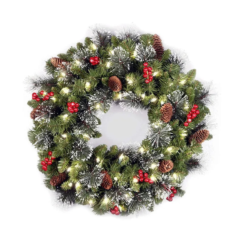 20-60cm LED Christmas Pinecone Wreath with Red Berries.