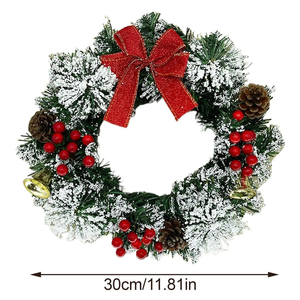 Christmas Wreath with Berries, Bow Bells Artificial Greenery.