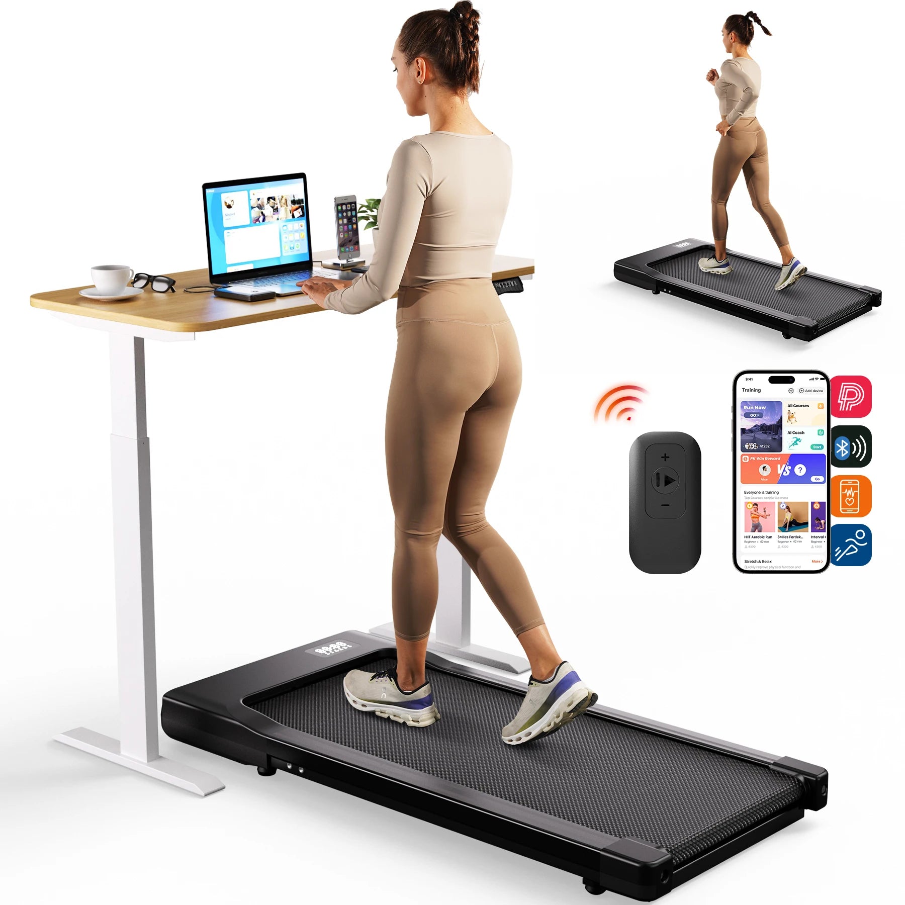 Walking Pad Under Desk Treadmill 2 in 1 Portable Treadmill with Remote Control LED Display.
