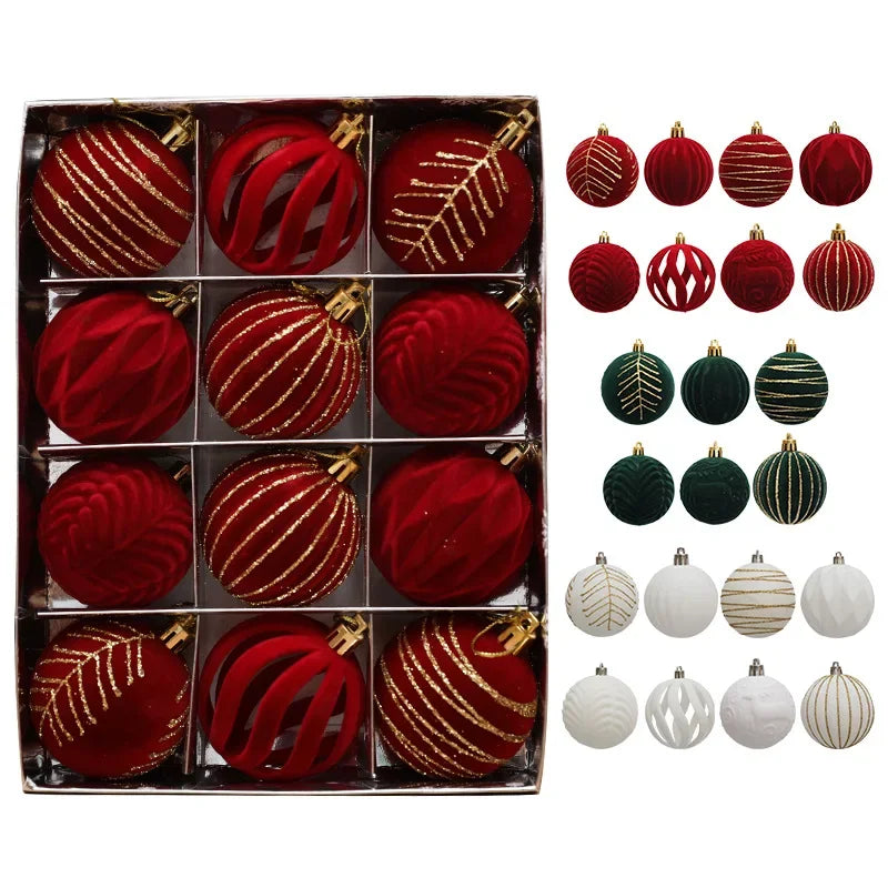 Wine Red Christmas Ball Ornaments. 12 pieces - 6cm.