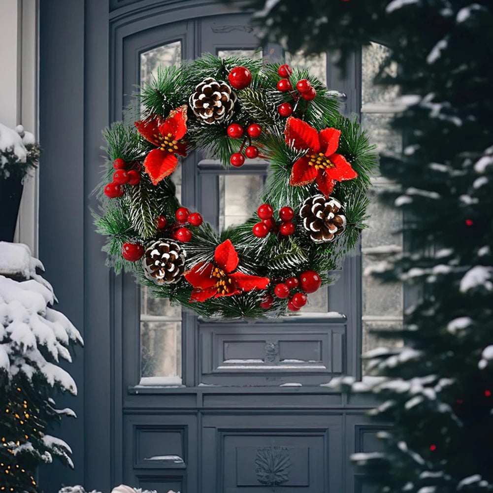 Red Christmas Wreath, PVC, Artificial Greenery.
